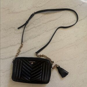 Michael Kors Black Quilted Crossbody with Gold Chain